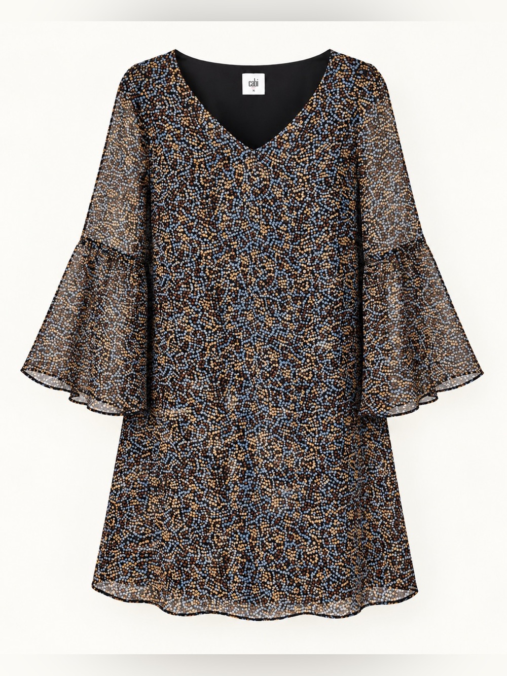 Women's Cabi Poise Dress Style 3648 Floral Bell Sleeve Shift Dress M